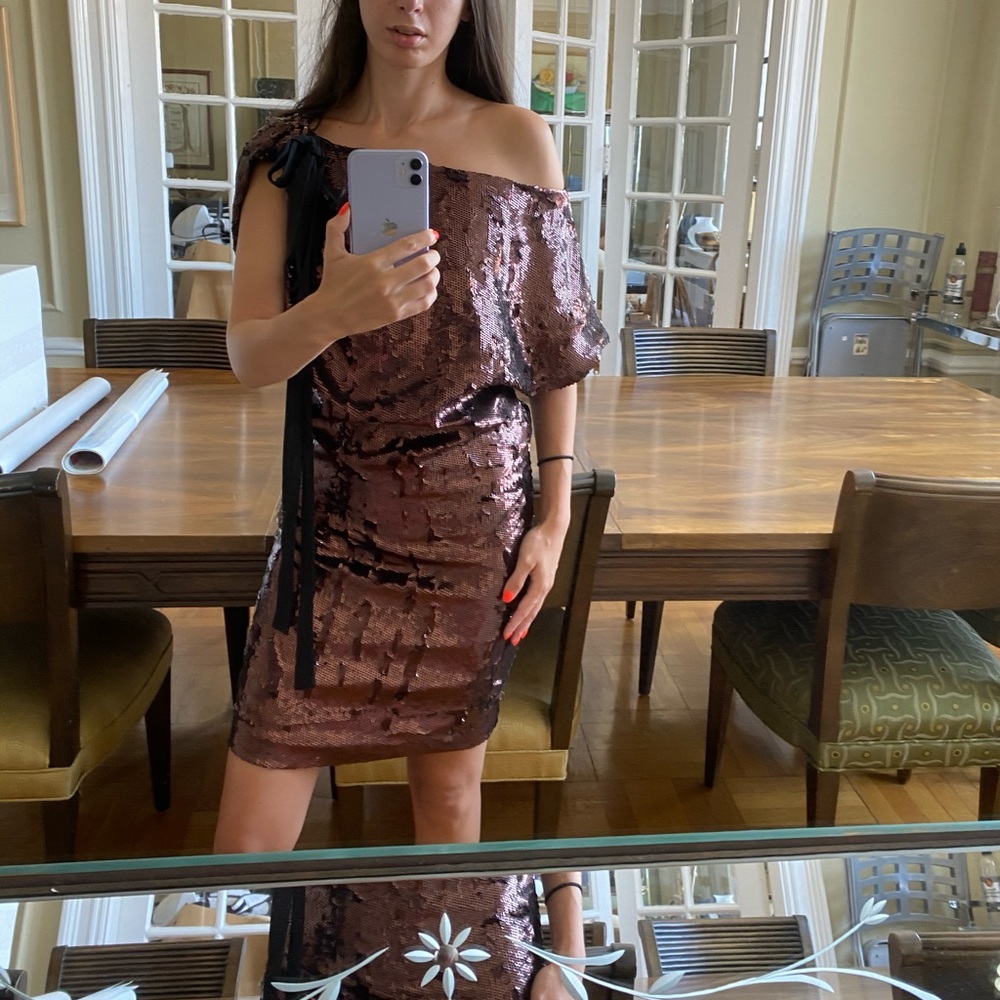 Robert Rodríguez sequin off the shoulder cocktail dress
